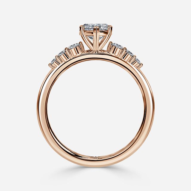 Zahara Rose Gold 7 Stone Diamond Band Engagement Ring