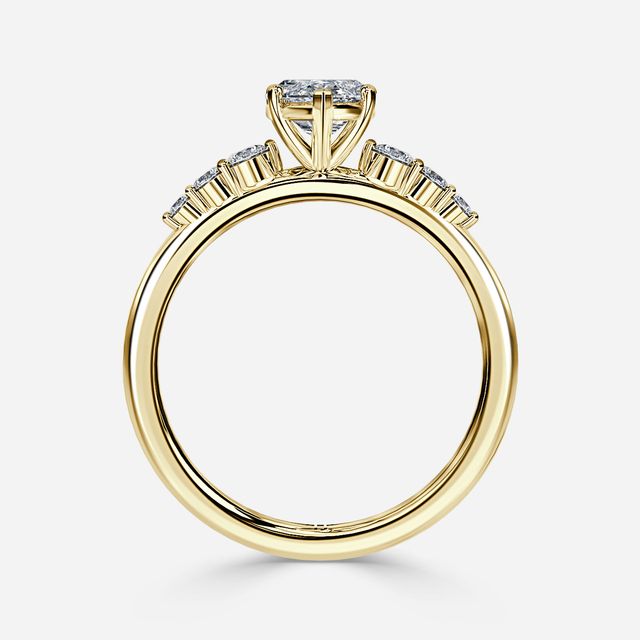 Zahara Yellow Gold 7 Stone Diamond Band Engagement Ring
