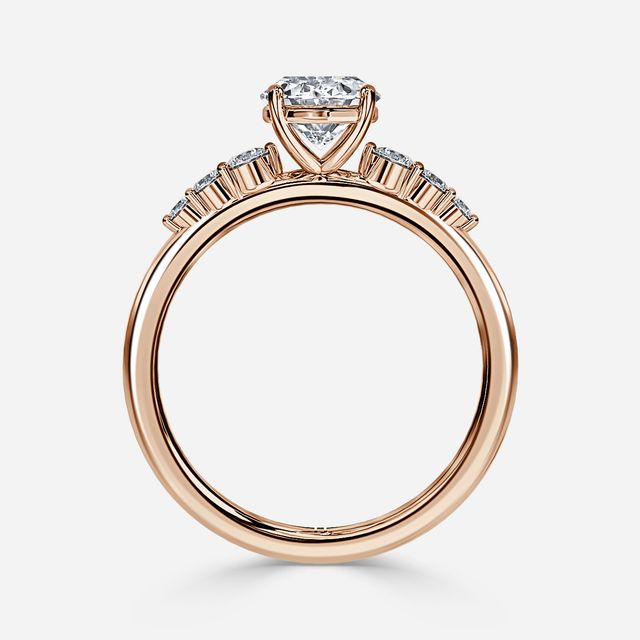 Zahara Rose Gold 7 Stone Diamond Band Engagement Ring