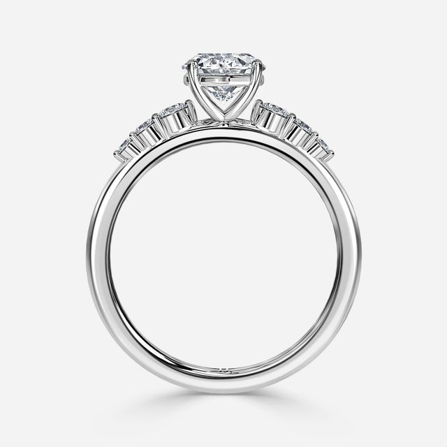 Zahara Platinum 7 Stone Diamond Band Engagement Ring
