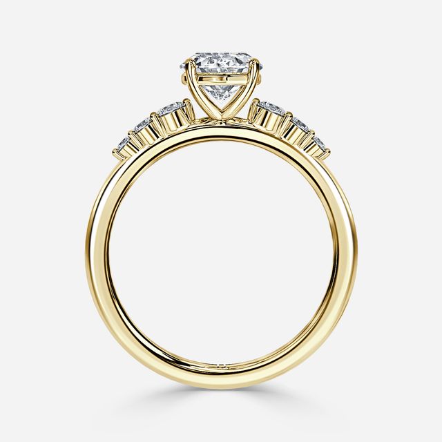 Zahara Yellow Gold 7 Stone Diamond Band Engagement Ring