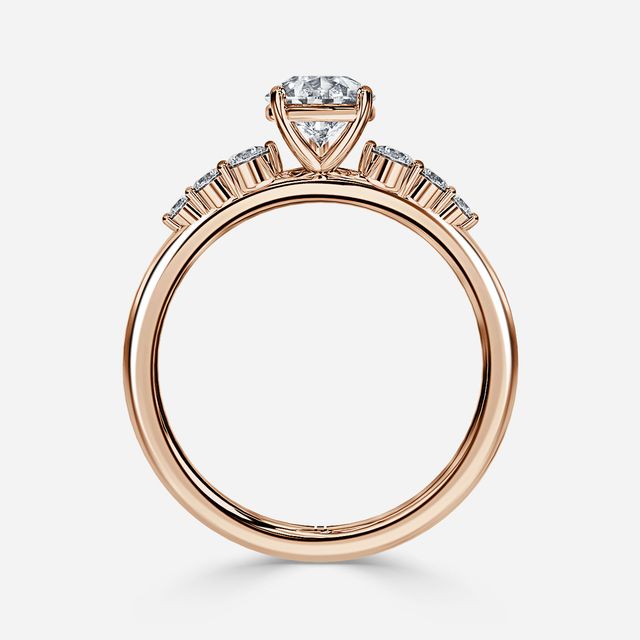 Zahara Rose Gold 7 Stone Diamond Band Engagement Ring