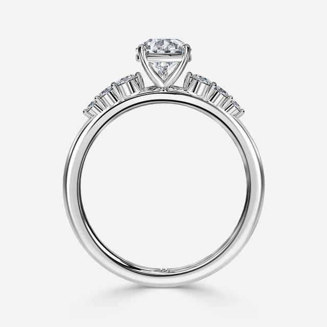 Zahara Platinum 7 Stone Diamond Band Engagement Ring