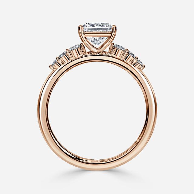 Zahara Rose Gold 7 Stone Diamond Band Engagement Ring