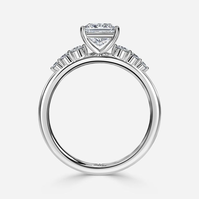 Zahara White Gold 7 Stone Diamond Band Engagement Ring