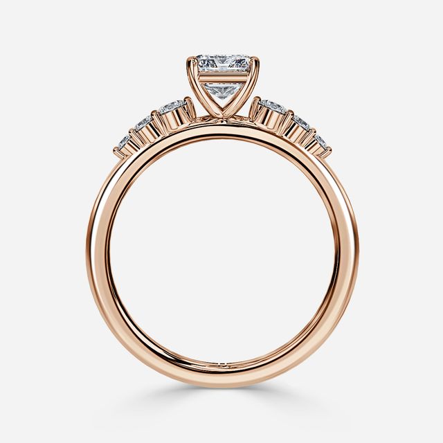 Zahara Rose Gold 7 Stone Diamond Band Engagement Ring