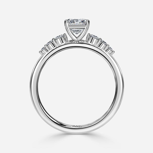 Zahara Platinum 7 Stone Diamond Band Engagement Ring