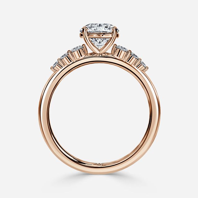 Zahara Rose Gold 7 Stone Diamond Band Engagement Ring
