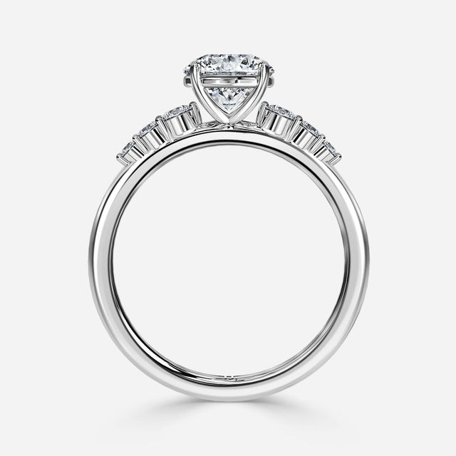Zahara Platinum 7 Stone Diamond Band Engagement Ring