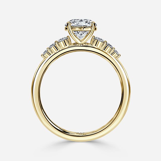 Zahara Yellow Gold 7 Stone Diamond Band Engagement Ring