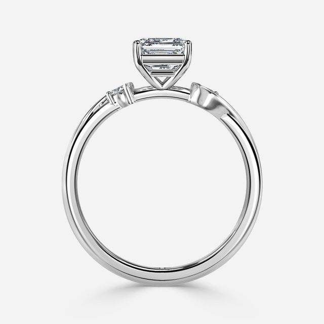 Alani White Gold Three Stone Twisted Band Engagement Ring