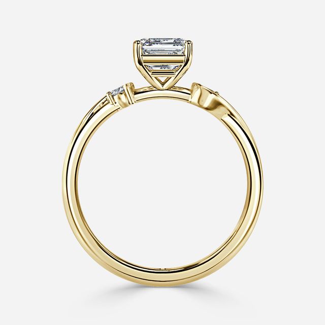 Alani Yellow Gold Three Stone Twisted Band Engagement Ring