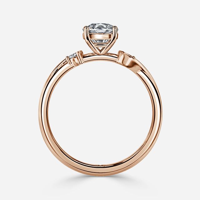 Alani Rose Gold Three Stone Twisted Band Engagement Ring