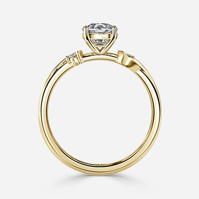 Alani Yellow Gold Three Stone Twisted Band Engagement Ring