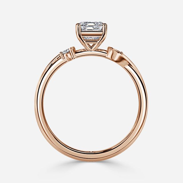 Alani Rose Gold Three Stone Twisted Band Engagement Ring