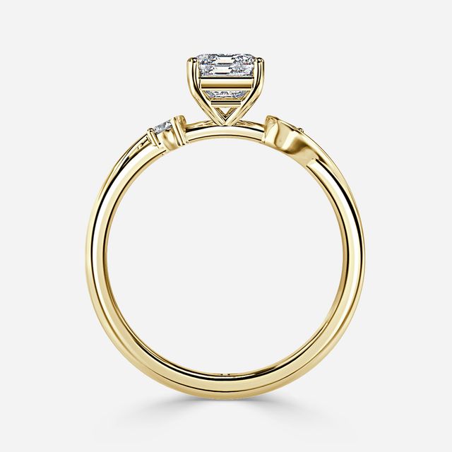 Alani Yellow Gold Three Stone Twisted Band Engagement Ring