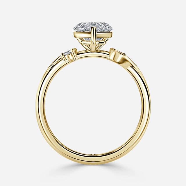 Alani Yellow Gold Three Stone Twisted Band Engagement Ring