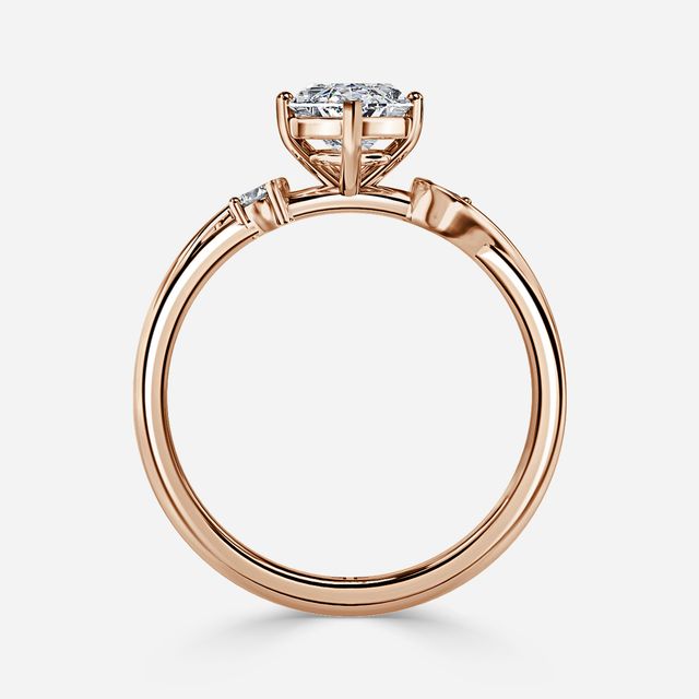 Alani Rose Gold Three Stone Twisted Band Engagement Ring