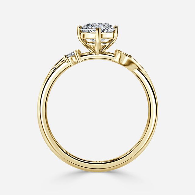 Alani Yellow Gold Three Stone Twisted Band Engagement Ring