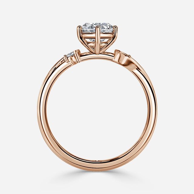 Alani Rose Gold Three Stone Twisted Band Engagement Ring