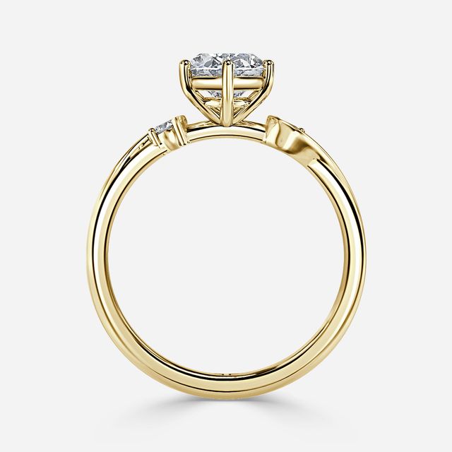 Alani Yellow Gold Three Stone Twisted Band Engagement Ring