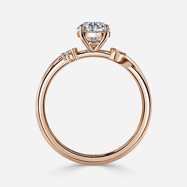 Alani Rose Gold Three Stone Twisted Band Engagement Ring