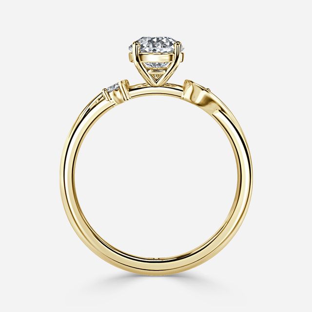 Alani Yellow Gold Three Stone Twisted Band Engagement Ring
