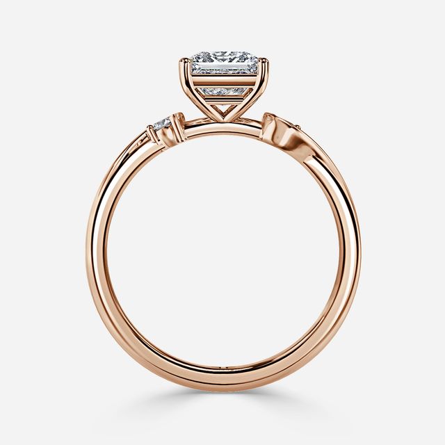 Alani Rose Gold Three Stone Twisted Band Engagement Ring