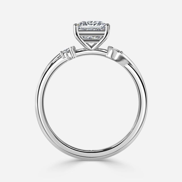 Alani White Gold Three Stone Twisted Band Engagement Ring