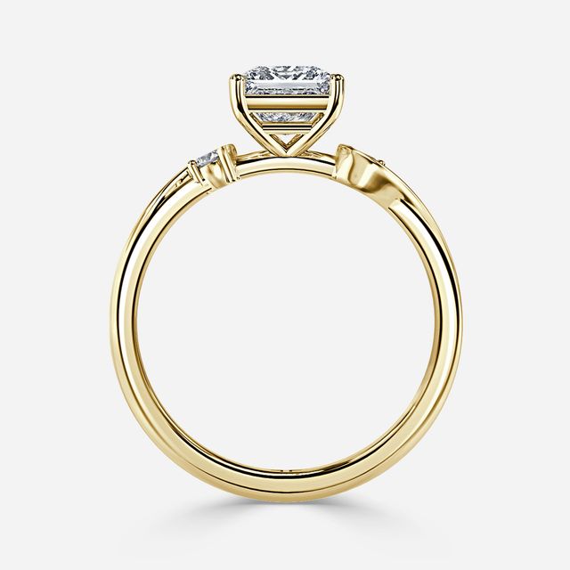 Alani Yellow Gold Three Stone Twisted Band Engagement Ring