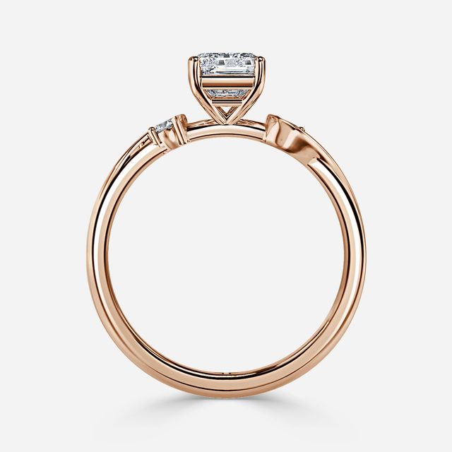Alani Rose Gold Three Stone Twisted Band Engagement Ring