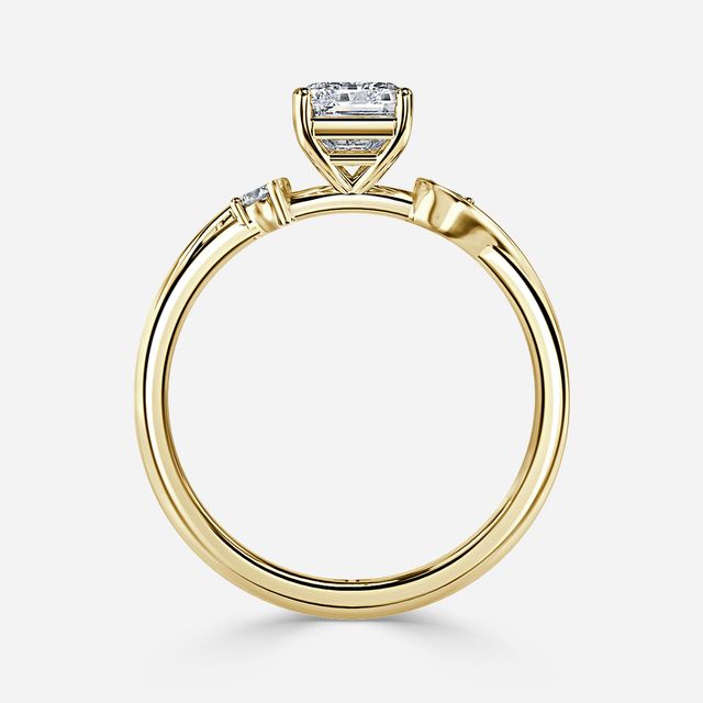 Alani Yellow Gold Three Stone Twisted Band Engagement Ring