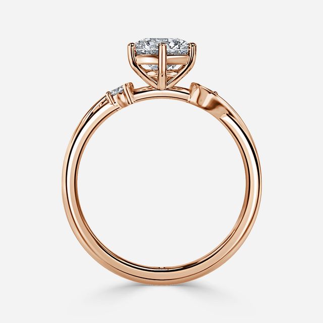 Alani Rose Gold Three Stone Twisted Band Engagement Ring