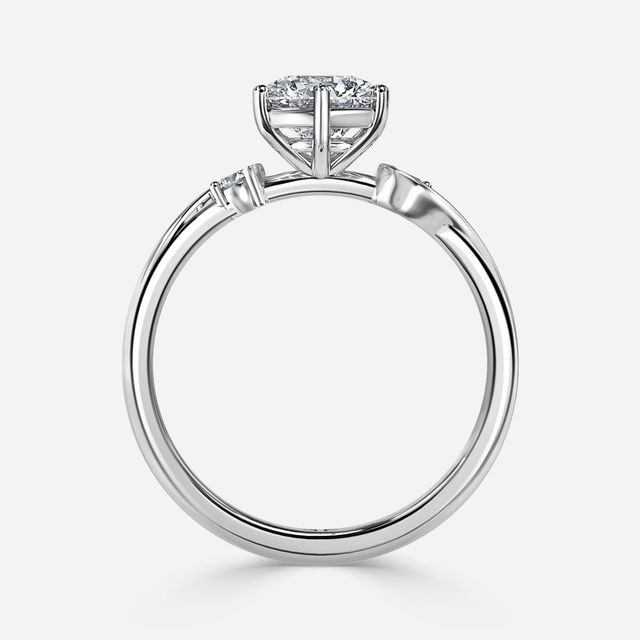 Alani White Gold Three Stone Twisted Band Engagement Ring