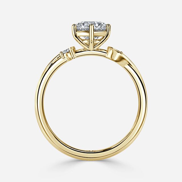 Alani Yellow Gold Three Stone Twisted Band Engagement Ring