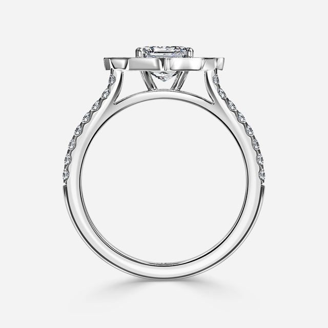 Joon White Gold Grain Set Compass Halo Engagement Ring