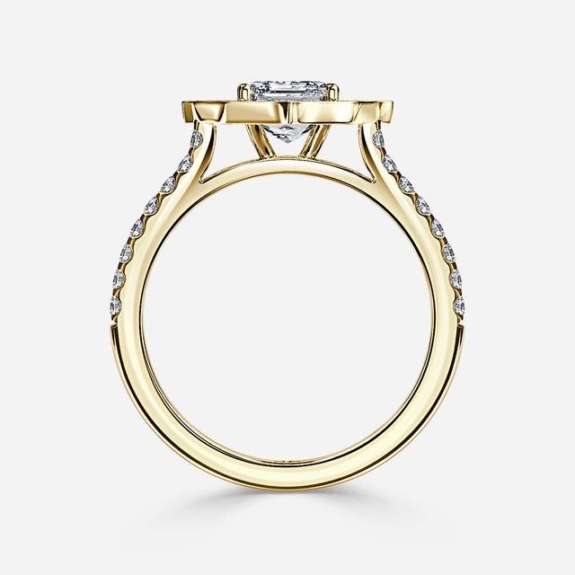 Joon Yellow Gold Grain Set Compass Halo Engagement Ring