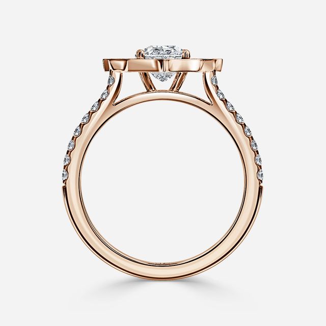 Joon Rose Gold Grain Set Compass Halo Engagement Ring