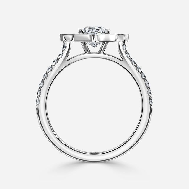 Joon White Gold Grain Set Compass Halo Engagement Ring
