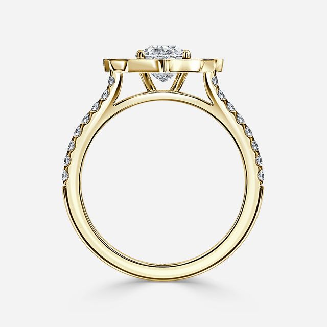 Joon Yellow Gold Grain Set Compass Halo Engagement Ring