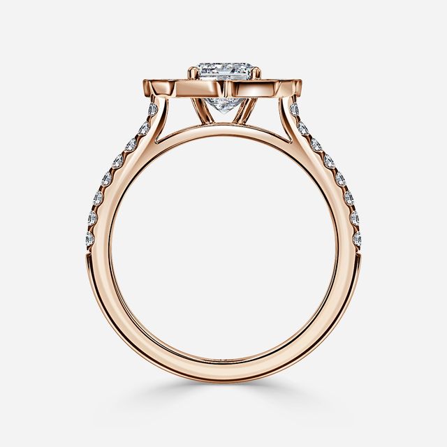Joon Rose Gold Grain Set Compass Halo Engagement Ring