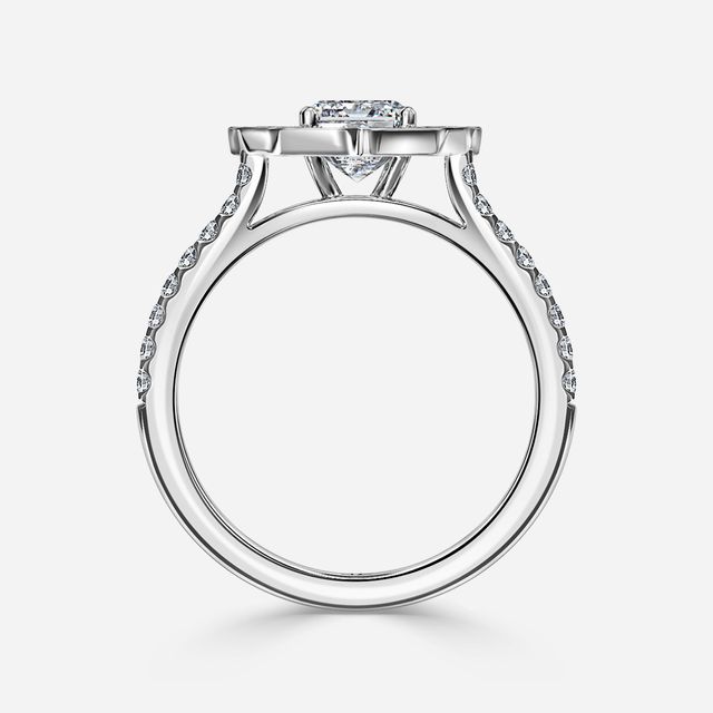 Joon White Gold Grain Set Compass Halo Engagement Ring