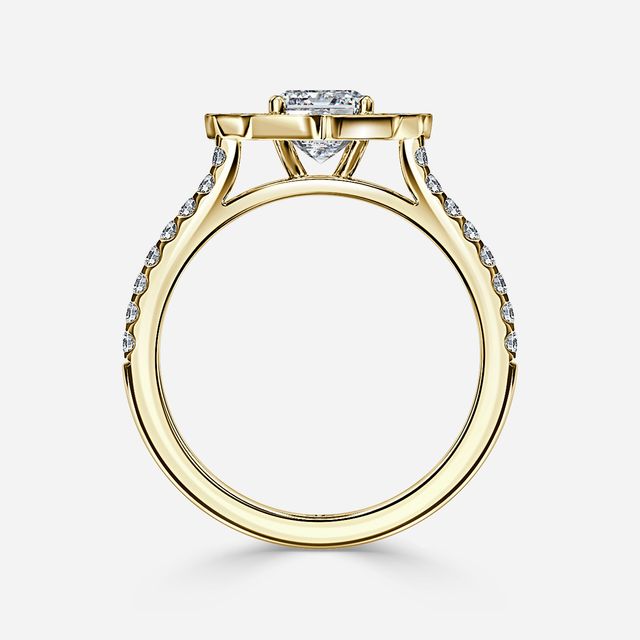 Joon Yellow Gold Grain Set Compass Halo Engagement Ring