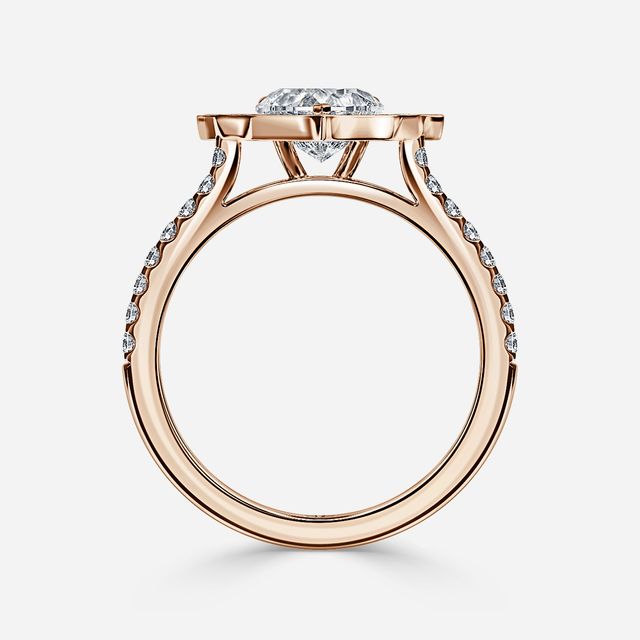 Joon Rose Gold Grain Set Compass Halo Engagement Ring