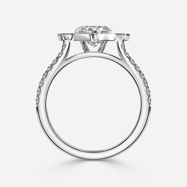 Joon White Gold Grain Set Compass Halo Engagement Ring
