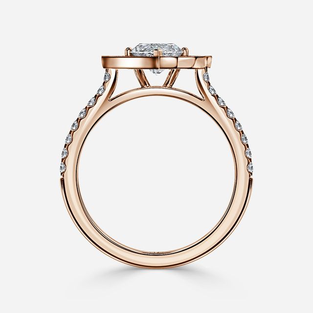 Joon Rose Gold Grain Set Compass Halo Engagement Ring