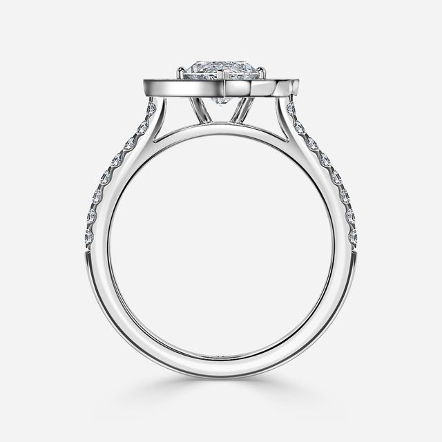 Joon White Gold Grain Set Compass Halo Engagement Ring