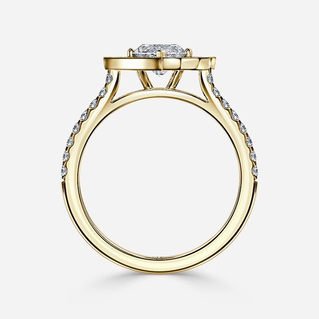 Joon Yellow Gold Grain Set Compass Halo Engagement Ring