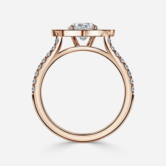 Joon Rose Gold Grain Set Compass Halo Engagement Ring
