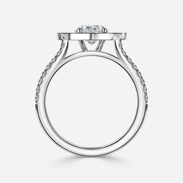 Joon Platinum Grain Set Compass Halo Engagement Ring